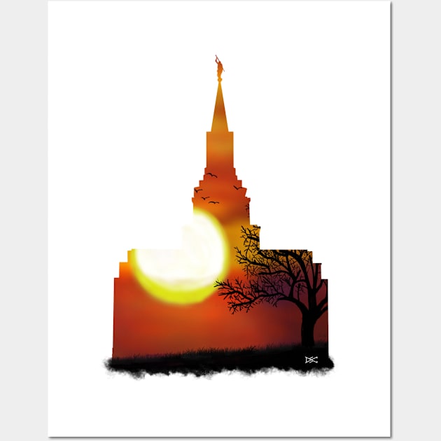 Boston Massachusetts Temple Sunset Tree Silhouette Wall Art by DSCarts